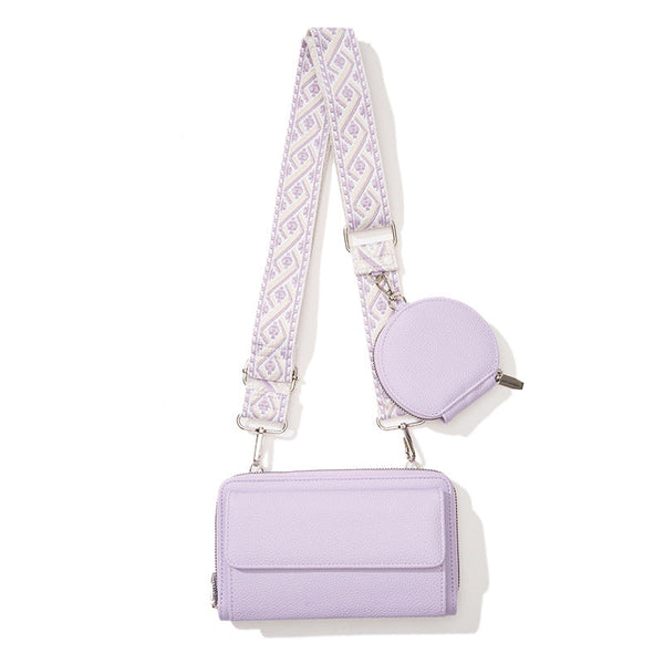 Elosung Light Purple 2 Piece Combination New Mobile Phone Shoulder Bag Niche Design One Messenger Multi Function Wide Strap Mother And Child Women's B