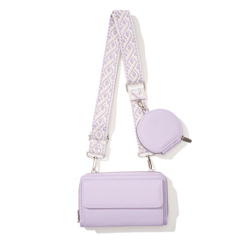 Elosung Light Purple 2 Piece Combination New Mobile Phone Shoulder Bag Niche Design One Messenger Multi Function Wide Strap Mother And Child Women's B