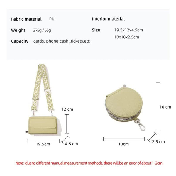 Elosung Light Green 2 Piece Combination New Mobile Phone Shoulder Bag Niche Design One Messenger Multi Function Wide Strap Mother And Child Women's Ba