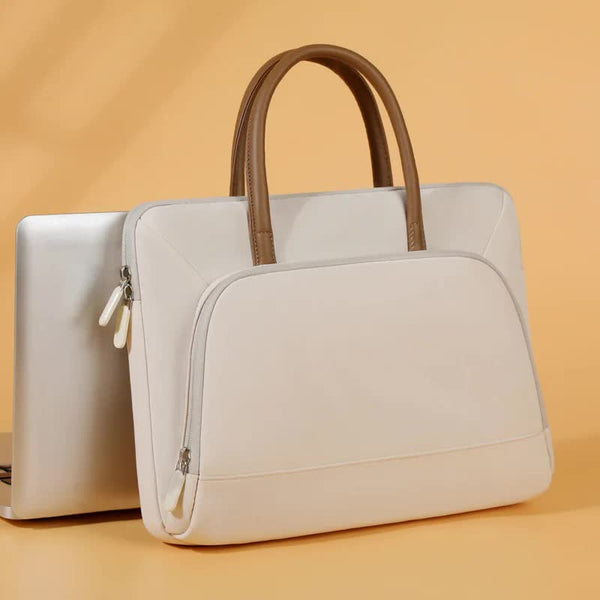 Elosung Beige Simple & Stylish Laptop Bag Elegant Notebook Carrier For Students Professionals And Gift Purposes Laptop Cases & Bags