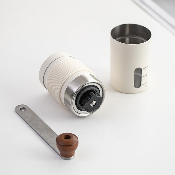 Elosung White Portable Stainless Steel Coffee Grinder Manual Hand Cranked Mill Heavy Duty Burr For Fresh Beans Coffee Grinders