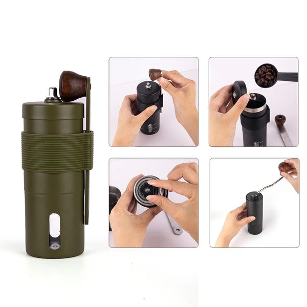 Elosung White Portable Stainless Steel Coffee Grinder Manual Hand Cranked Mill Heavy Duty Burr For Fresh Beans Coffee Grinders