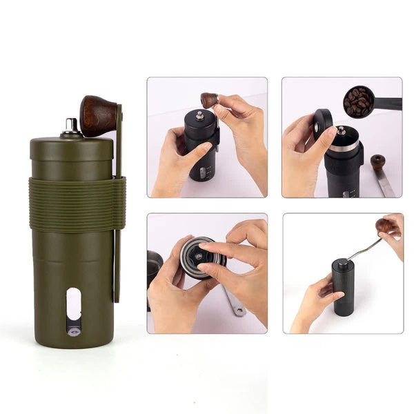 Black Stainless Steel Coffee Grinder Manual Hand Cranked Mill Heavy Duty Burr For Fresh Beans Coffee Grinders