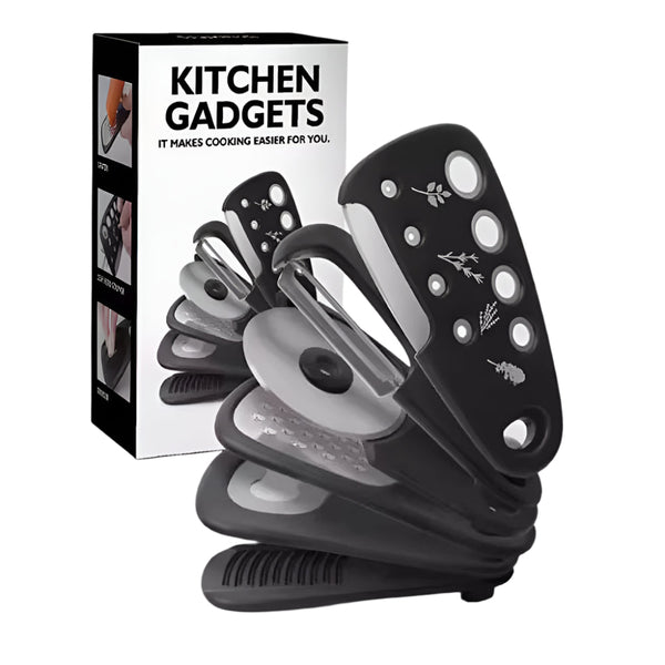 Elosung Stackable Kitchen Tool Set Multi Function Grater Herb Cutter Garlic Press Can Opener Cheese Pizza & Spice Garlic Presses