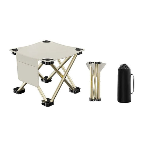 Elosung 33 X 32Cm White Outdoor Folding Stool Lightweight Portable Chair Picnic Fishing Camping Seat And Collapsible Bench For Activities Camping Chai