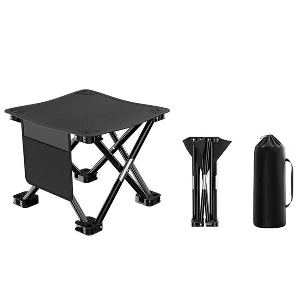 Elosung 23 X 28Cm Black Outdoor Folding Stool Lightweight Portable Picnic Chair Fishing Camping Seat And Collapsible Bench For Activities Camping Chai