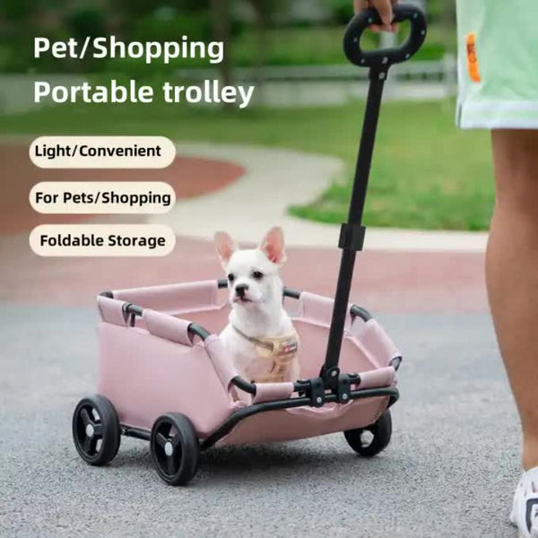 Elosung Pink Compact Foldable Pet Stroller For Dogs Cats Lightweight Travel Pushchair Small Pets Teddy Collapsible Buggy Outdoor Adventures Dog Stroll