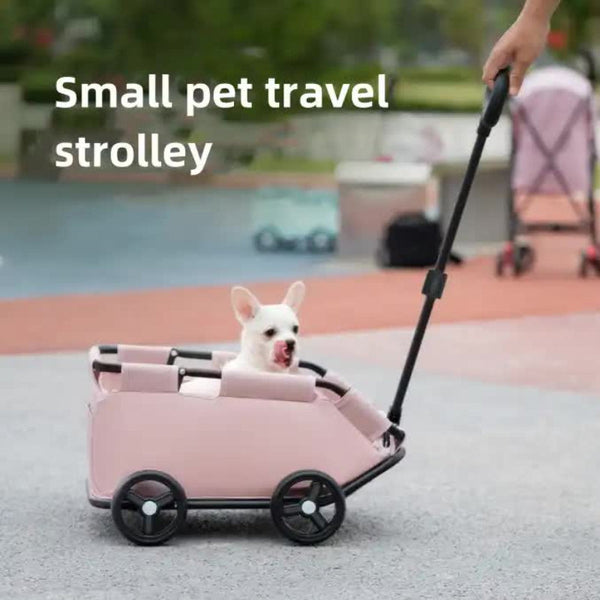 Elosung Pink Compact Foldable Pet Stroller For Dogs Cats Lightweight Travel Pushchair Small Pets Teddy Collapsible Buggy Outdoor Adventures Dog Stroll
