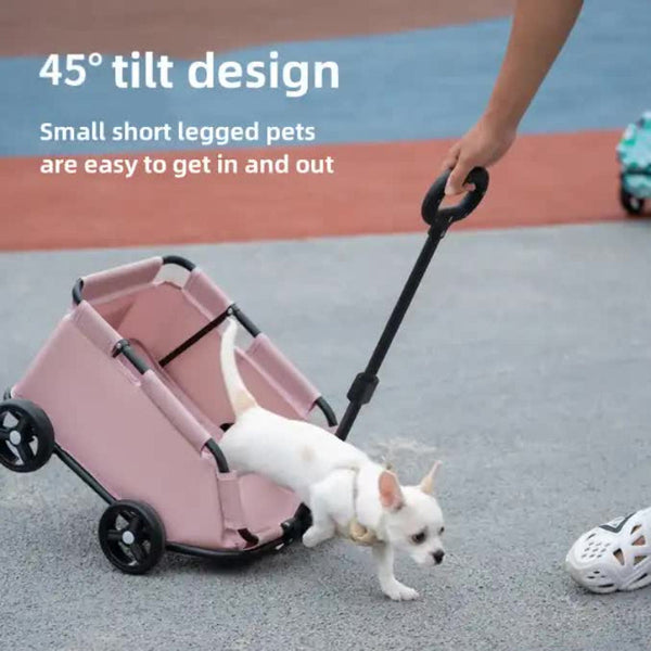 Elosung Grey Compact Foldable Pet Stroller For Dogs And Cats Lightweight Travel Pushchair Small Pets Teddy Portable Collapsible Buggy Outdoor Adventur