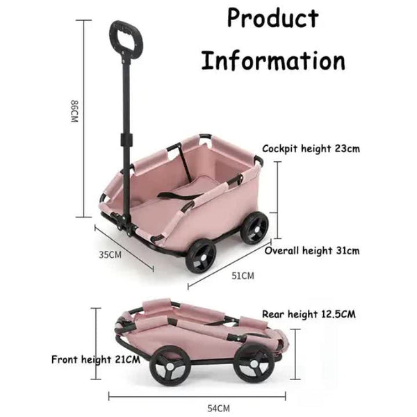 Elosung Red Lattice Compact Foldable Pet Stroller For Dogs And Cats Lightweight Travel Pushchair Small Pets Teddy Portable Collapsible Buggy Outdoor A
