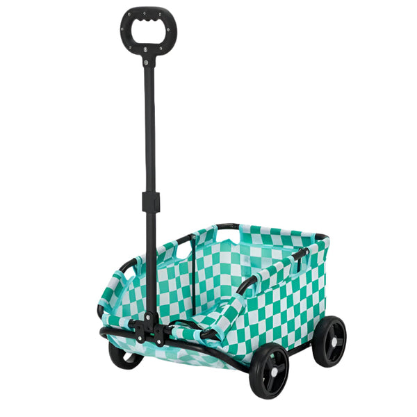 Elosung Green Lattice Compact Foldable Pet Stroller For Dogs And Cats Lightweight Travel Pushchair Small Pets Teddy Portable Collapsible Buggy Outdoor