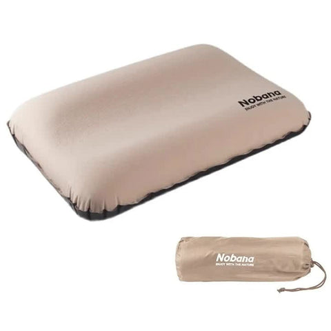Elosung Khaki Automatic Inflatable 3D Outdoor Sponge Pillow Portable Camping Travel Neck Cushion Comfortable Air Mattress For Tent Versatile Nap Pillo