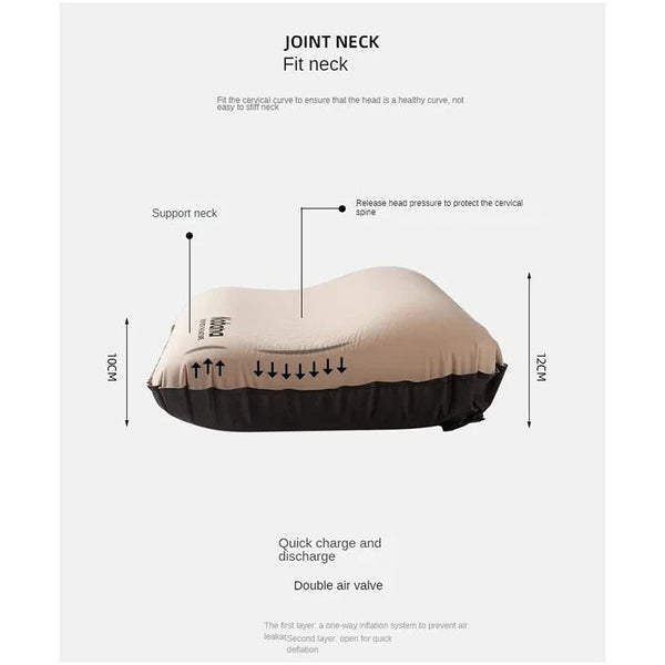 Elosung Khaki Automatic Inflatable 3D Outdoor Sponge Pillow Portable Camping Travel Neck Cushion Comfortable Air Mattress For Tent Versatile Nap Pillo