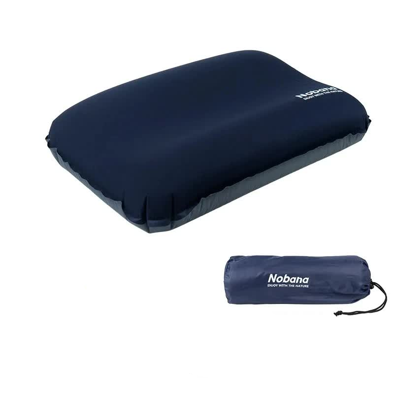 Elosung Navy Blue Automatic Inflatable 3D Outdoor Sponge Pillow Portable Camping Travel Neck Cushion Comfortable Air Mattress For Tent Versatile Nap I