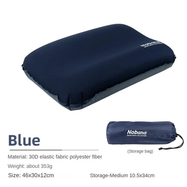 Elosung Navy Blue Automatic Inflatable 3D Outdoor Sponge Pillow Portable Camping Travel Neck Cushion Comfortable Air Mattress For Tent Versatile Nap I
