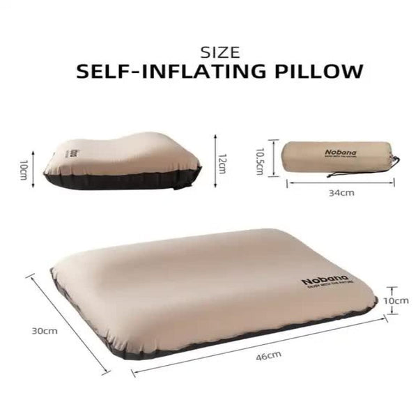 Elosung Dark Green Automatic Inflatable 3D Outdoor Sponge Pillow Portable Camping Travel Neck Cushion Comfortable Air Mattress For Tent Versatile Nap