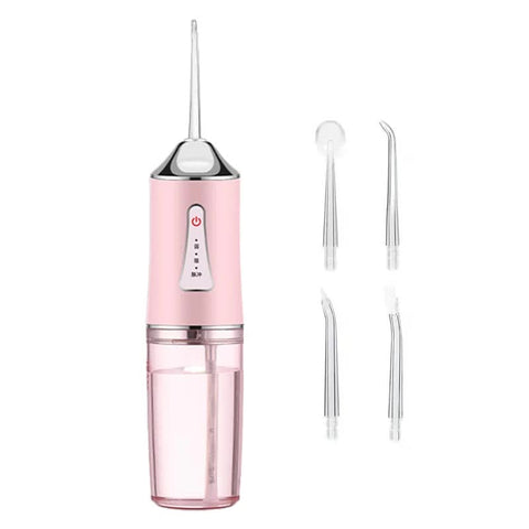 Elosung Pink Electric Portable Water Flosser Smart 4 Head Oral Irrigation Teeth Cleaner Pulse Cleaning For Home Use Air & Water Flossers