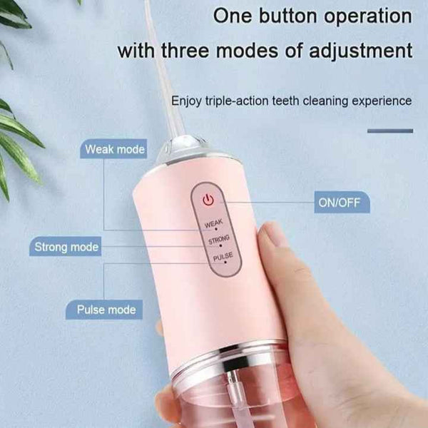 Elosung Pink Electric Portable Water Flosser Smart 4 Head Oral Irrigation Teeth Cleaner Pulse Cleaning For Home Use Air & Water Flossers