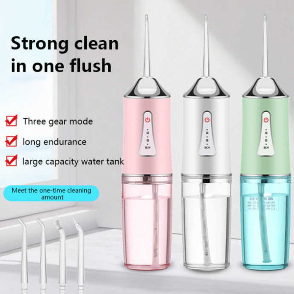 Elosung Green Electric Portable Water Flosser Smart 4 Head Oral Irrigation Teeth Cleaner Pulse Cleaning For Home Use Air & Water Flossers