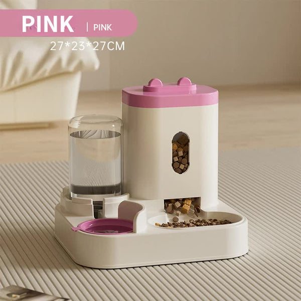 Elosung Pink Automatic Pet Feeder And Water Dispenser Smart Dog Bowl & Cat Universal Feeding Station Electric Fountain Dog Automatic Feeders