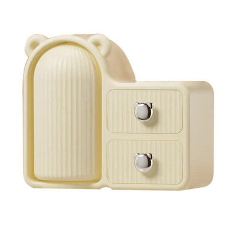 Elosung Milky White Rotating Desktop Cosmetic Organizer High End Dustproof Wall Mounted Storage Box With Drawer For Vanity Makeup Toiletries Storage B