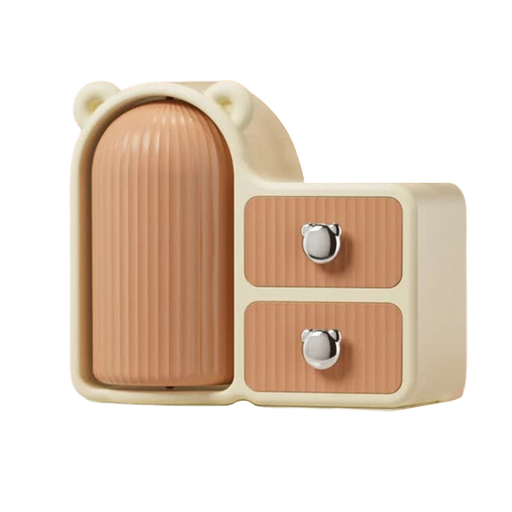 Elosung Brown Rotating Desktop Cosmetic Organiser High End Dustproof Wall Mounted Storage Box With Drawer For Vanity Makeup And Toiletries Storage Box