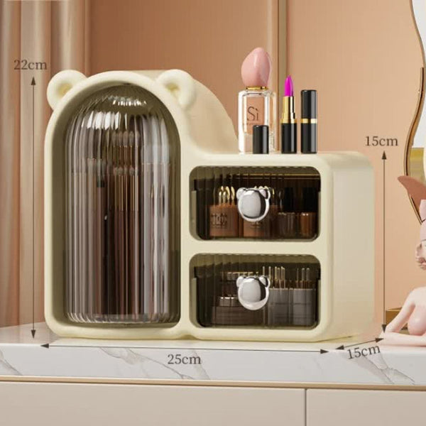 Elosung Black Rotating Desktop Cosmetic Organiser High End Dustproof Wall Mounted Storage Box With Drawer For Vanity Makeup And Toiletries Makeup Bags