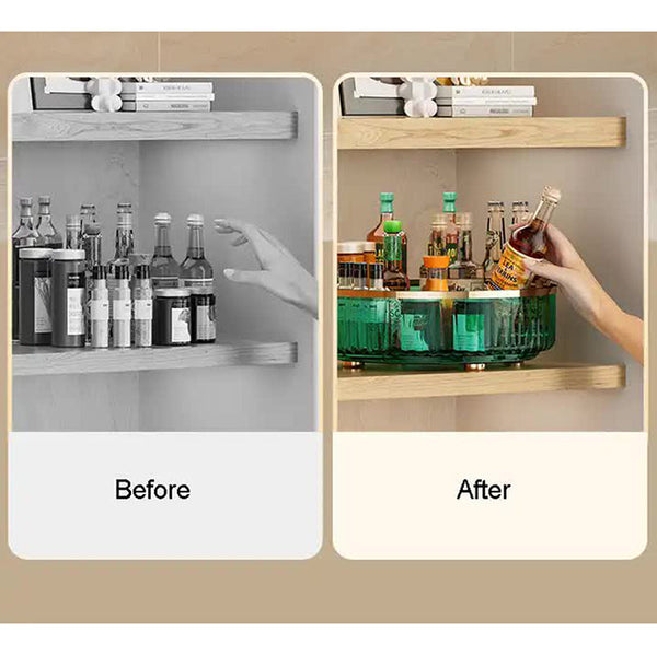 Elosung Transparent Luxury Rotating Storage Rack Tray Spice Organizer & Condiment Holder For Kitchen And Living Room Spice Jars & Racks