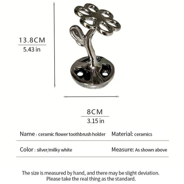 Elosung White Creative Ceramic Toothbrush Holder Makeup Brush & Eyebrow Pencil Organizer For Bathroom Stylish And Practical Stand Tumblers & Toothbrus