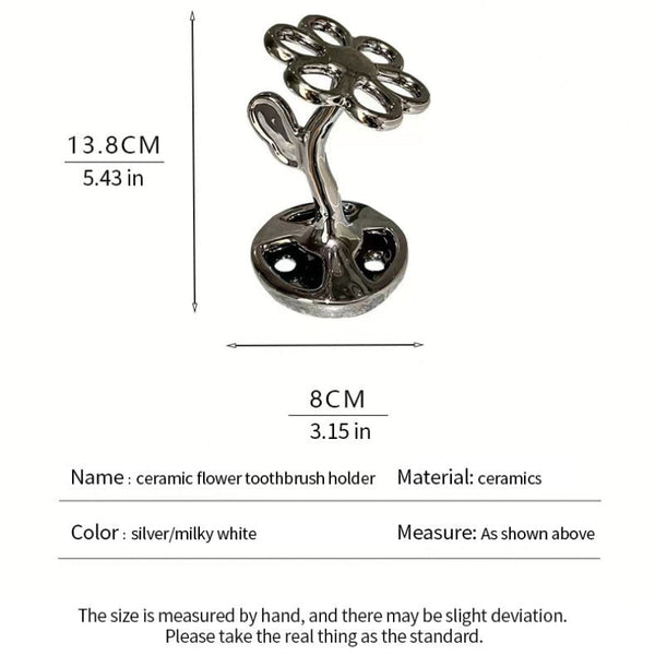 Elosung Silver Gray Creative Ceramic Toothbrush Holder Makeup Brush & Eyebrow Pencil Organizer For Bathroom Stylish And Practical Stand Tumblers & Too