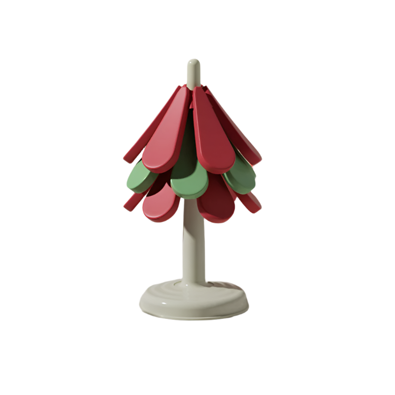 Elosung Round Base Red High Temperature Resistant Table Mat Household Teacup Anti Scalding Foldable Insulation Pot Shelf Christmas Tree Shape Placemat