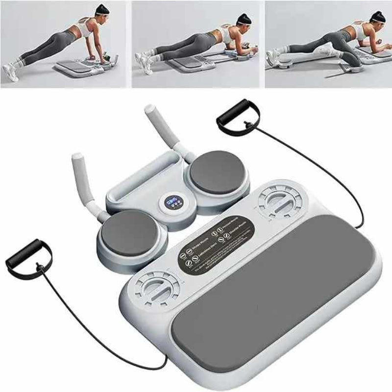 Elosung Grey 6 In 1 Multifunctional Fitness Board Ab Wheel Automatic Rebound Fat Burning And Core Strengthening Home Workout Equipment Abdominal Machi