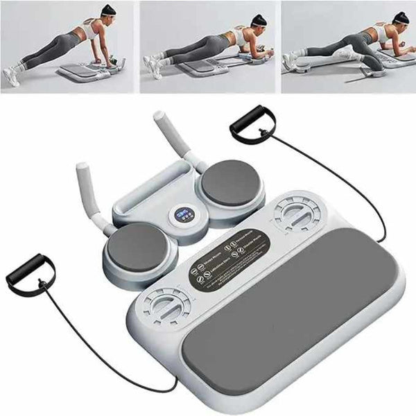 Elosung Grey 6 In 1 Multifunctional Fitness Board Ab Wheel Automatic Rebound Fat Burning And Core Strengthening Home Workout Equipment Abdominal Machi