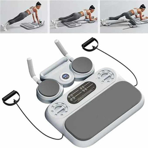 Elosung Grey 6 In 1 Multifunctional Fitness Board Ab Wheel Automatic Rebound Fat Burning And Core Strengthening Home Workout Equipment Abdominal Machi