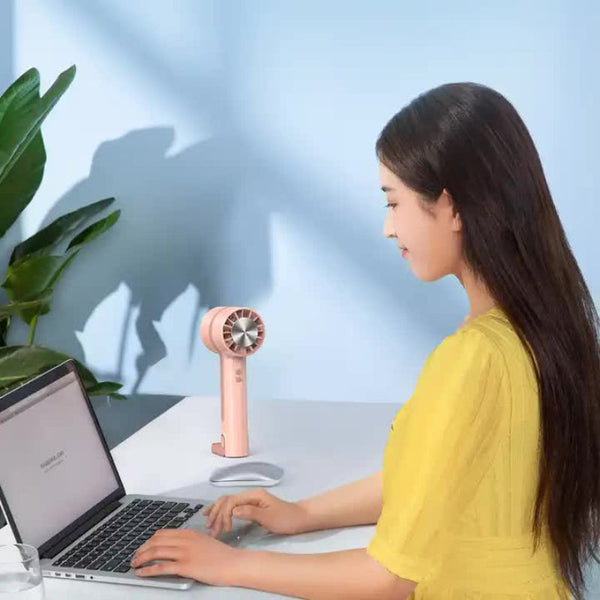 Elosung Pink Outdoor Handheld Cooling Fan Mini Macaron Portable Desk With Carabiner Ideal For Home Travel And Hiking Portable Fans