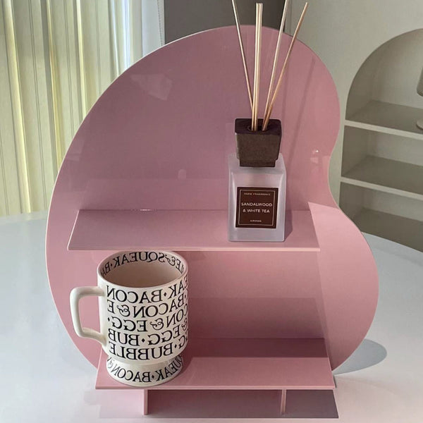 Elosung 40*36*10Cm Pink Acrylic Desktop Storage Organizer Christmas Aromatherapy Display Shelf For Cosmetics Candles And Decorative Items Makeup Bags