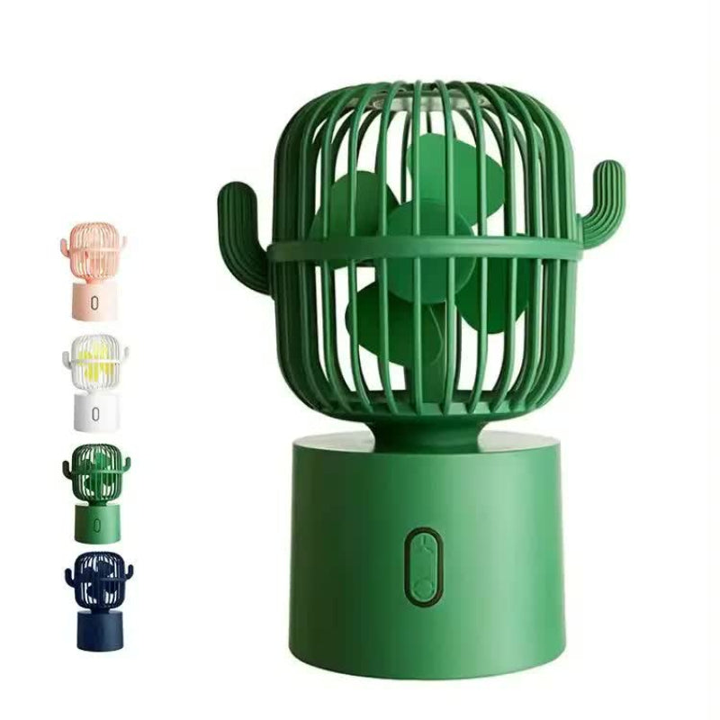 Elosung Green Cactus Shaped Usb Rechargeable Fan Creative Desktop For Home & Office With Adjustable Head Cooling On The Go Portable Fans