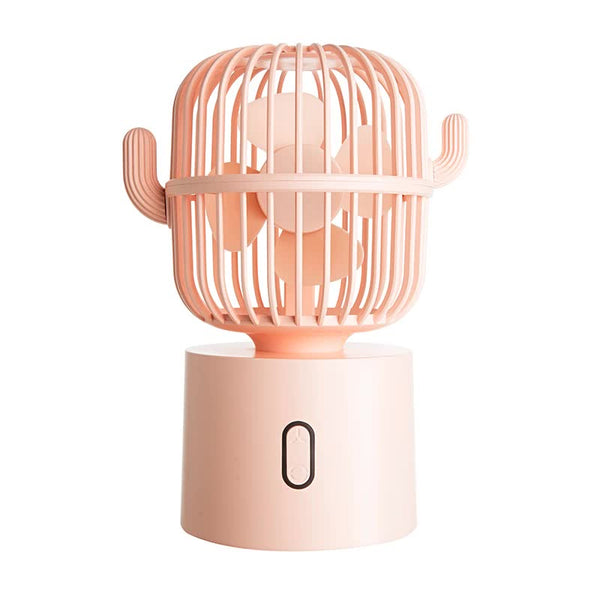Elosung Pink Cactus Shaped Usb Rechargeable Fan Creative Desktop For Home & Office With Adjustable Head Cooling On The Go Portable Fans