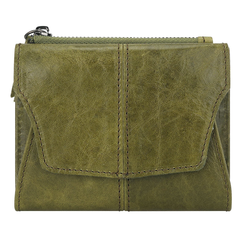 Elosung Olive Green Genuine Leather Women's Wallet Multifunctional Coin And Card Holder Fashionable Box In Top Grade Cowhide Wallets