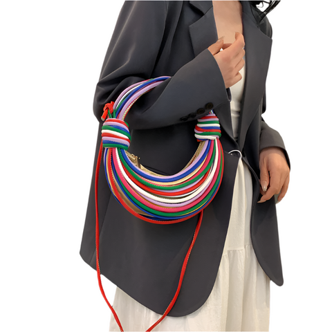 Elosung Multi Coloured Fashionable Candy Color Handbag Crossbody Women's Woven Bag With Unique Line Design Women's Bags & Handbags