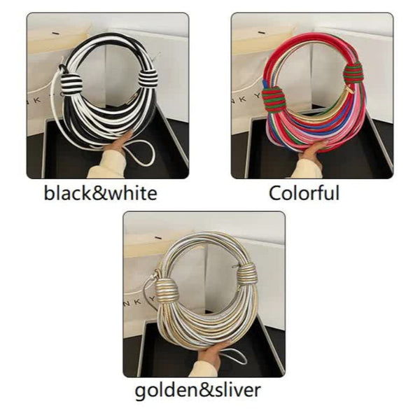 Elosung Multi Coloured Fashionable Candy Color Handbag Crossbody Women's Woven Bag With Unique Line Design Women's Bags & Handbags