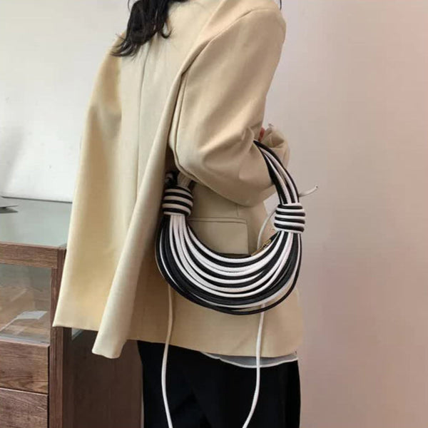 Elosung Black And White Fashionable Candy Color Handbag Crossbody Women's Woven Bag With Unique Line Design Women's Bags & Handbags
