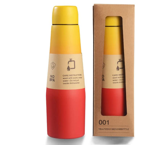Elosung Yellow Red Gradient High Quality Color Insulated Water Bottle 304 Stainless Steel Vacuum Cup Large Capacity Portable Sports Vacuum Flasks & Mu