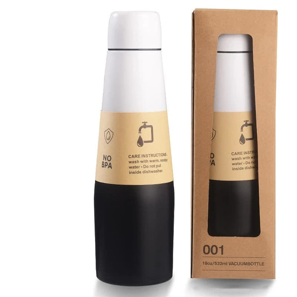 Elosung Black Whiten Gradient Color Insulated Water Bottle 304 Stainless Steel Vacuum Cup Large Capacity Portable Sports Vacuum Flasks & Mugs