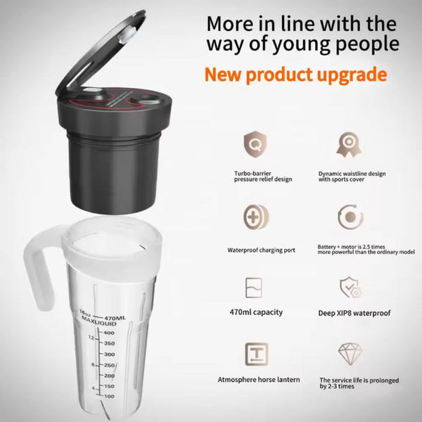 Elosung Black Portable Juicer Rechargeable Outdoor Travel Cup With Six Blades Multifunctional Smoothie Maker Juicers