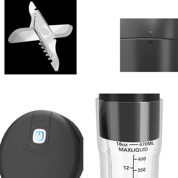 Elosung White Portable Juicer Rechargeable Outdoor Travel Cup With Six Blades Multifunctional Smoothie Maker Juicers