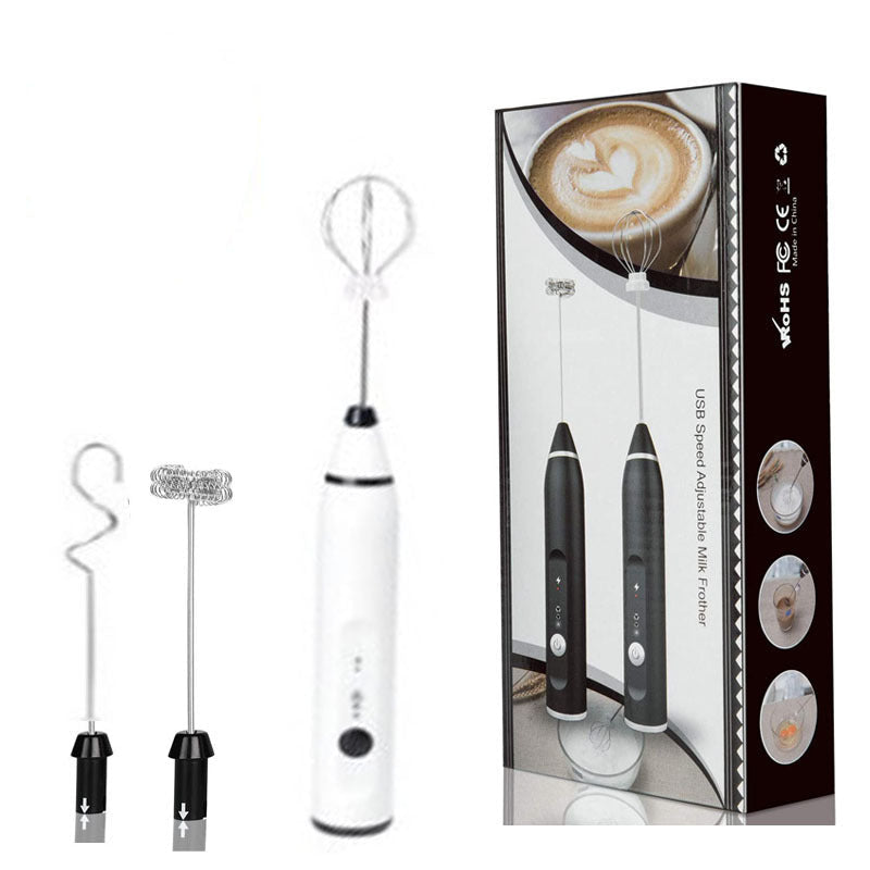 Elosung White 304 Stainless Steel Handheld Electric Milk Frother Egg Beater Paint Mixer And Powder Whisk Milk Frothers