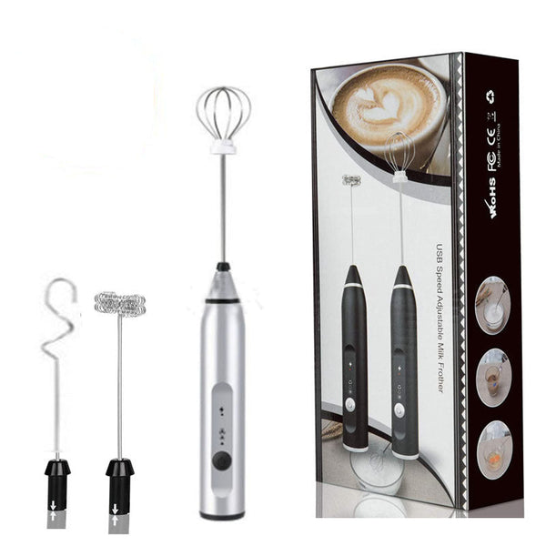 Elosung Silver 304 Stainless Steel Handheld Electric Milk Frother Egg Beater Paint Mixer And Powder Whisk Milk Frothers