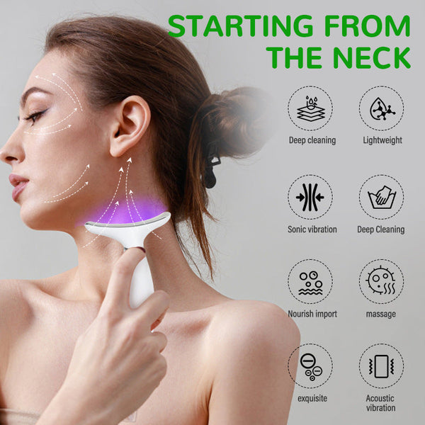 7 Color Led Neck Massager With Heat Therapy Modes Usb Rechargeable Beauty Device Massagers