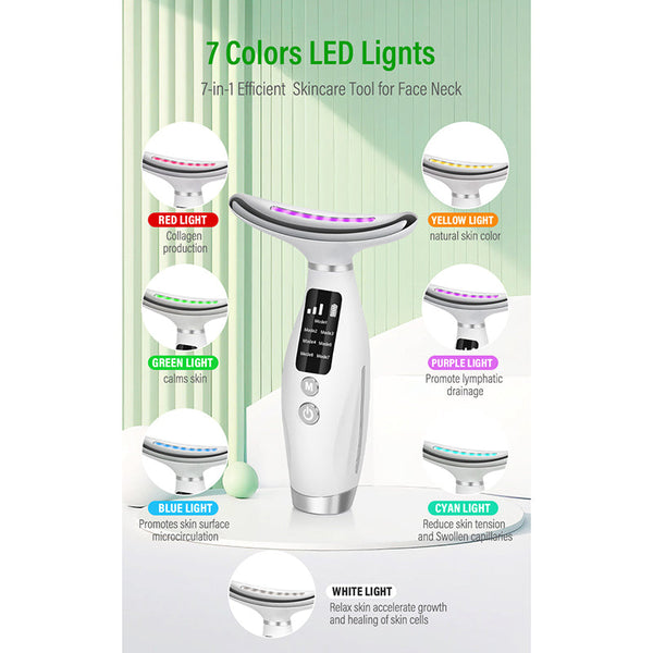 7 Color Led Neck Massager With Heat Therapy Modes Usb Rechargeable Beauty Device Massagers